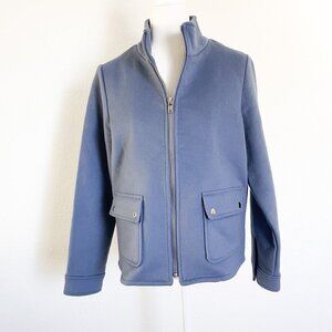 Joie Wool Blend dusty blue zip up front pocket jacket size small